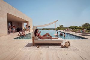 ZEFIRO, Outdoor daybed, in teak wood and aluminium