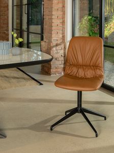 DAFNE SWIVEL, Padded chair with swivel metal base