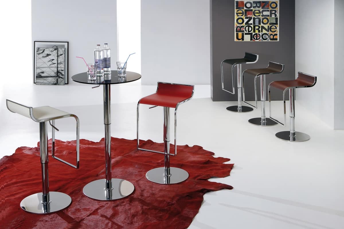 Art. 576 Mizar, Adjustable stool, clean design, with integrated footrest