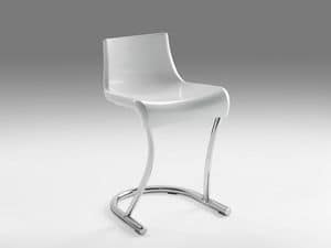 Flamingo 3, Metal chair with seat in plastic material, for Modern houses