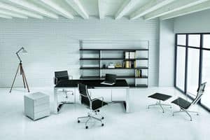 Archimede comp.3, Table with chromed base for office, in different finishes