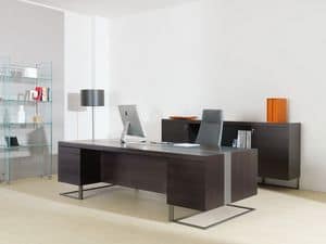 Deck Leader executive desk, Large desk, wood and metal, ideal for executive office