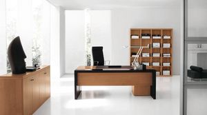 Eko comp. 03, Desk in wood and leather for executive office
