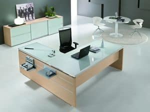 Odeon comp.6, Table with glass top ideal for executive office
