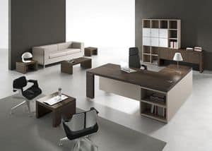 Titano comp.1, Office tables in modern style, wood of various finishes