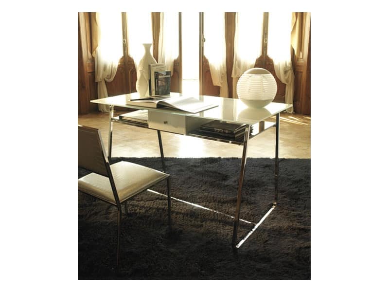 a104 clever, Metal desk with two glass top