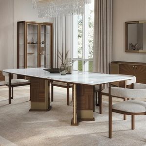 BRERA BRETAMAR / table with marble top, Wooden table with marble top