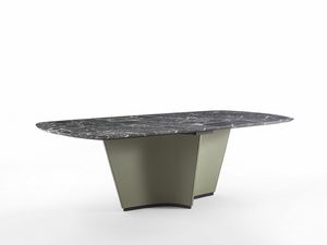 TA73 Sail table, Table with sculptural base covered in leather