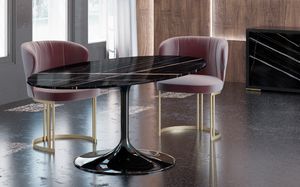 Young table, Table with oval top in sahara noir marble