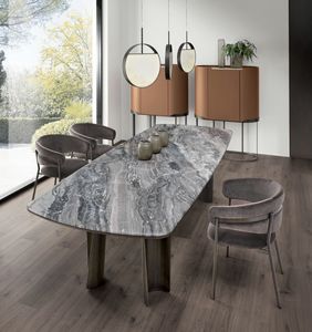 Ulisse table, Table with spiral curved steel legs
