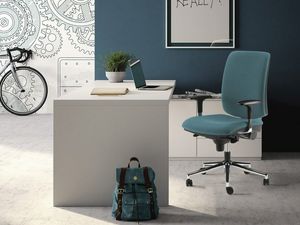 LUL / LUL SILVER, Office armchair with adjustable armrests, base in steel