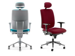 LUL / LUL SILVER, Office armchair with headrest, black and silver plastic finishes