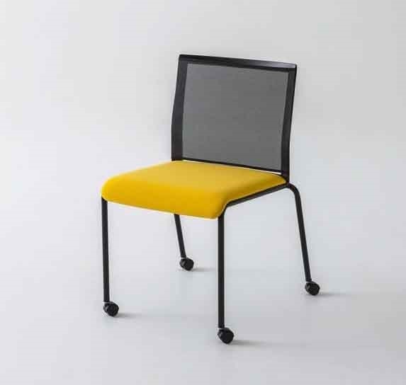 Teckel R, Chair with wheels and backrest in mesh