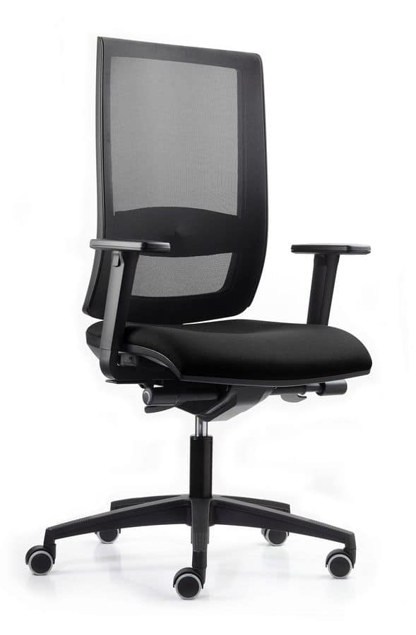 WIND 107, Operational office chair, mesh backrest, with wheels