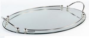 1736, Oval tray, in silver finish