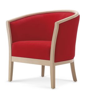 505 P, Modern tub armchair with wooden frame
