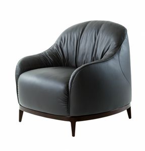 Bali armchair, Enveloping armchair upholstered with leather