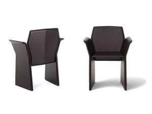 Berry, Chair with armrests and leather seat, for waiting room