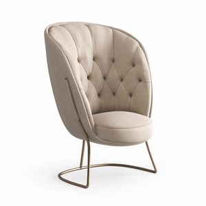 Chiffon 0313, Armchair of rounded shapes, with capitonn padding