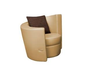Easy, Armchair covered in leather, with asymmetric backrest