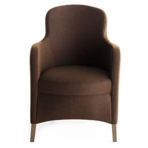 Euforia 00135, Tub armchair, solid wood, upholstered seat and back, fabric cover, modern style