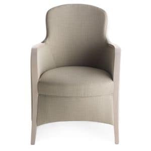 Euforia 00136, Tub armchair, solid wood, upholstered seat and back, fabric cover, modern style