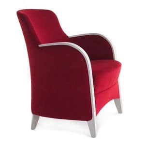 Euforia 00142, Tub armchair, solid wood, upholstered seat and back, fabric cover, modern style
