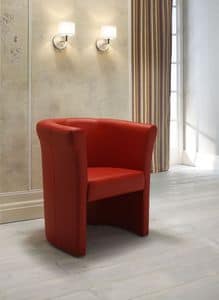Luna, Padded armchair with leather upholstery, for waiting areas, available in different colours