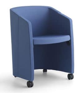 Meet, Folding tub armchair with wheels, for conference