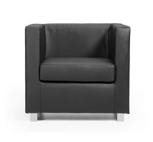 Quadra PL, Armchair in leather-covered wood, customizable