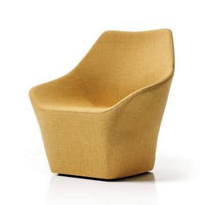 Rhea, Tub chair, covered in fabric or leather, for modern environments
