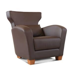 Vivre armchair, Leather armchair, with classic lines
