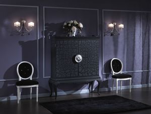 710 TV cabinet, Black lacquered TV cabinet