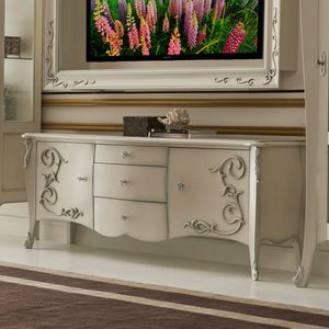 Barocco Charme CHN1733G, TV stand with two doors and three drawers in modern baroque style