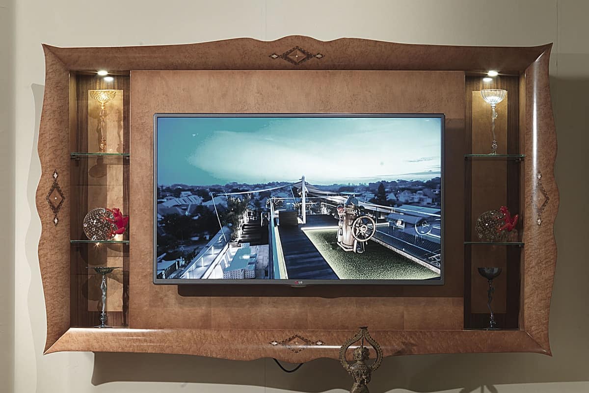 CN03 Charme TV stand, Tv cabinet in inlaid wood, for luxury hotels