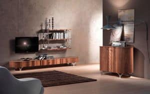 CR49 Mistral, TV stand in walnut inlaid maple, for living rooms