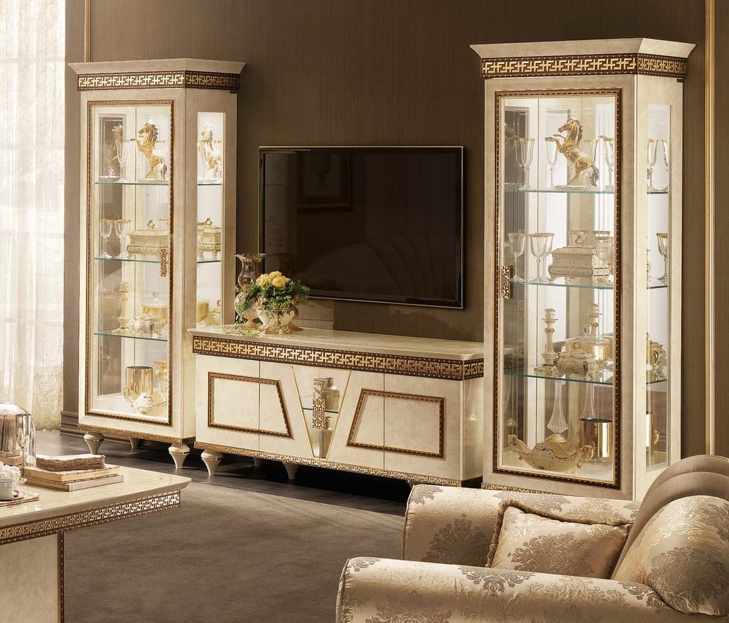 Fantasia tv set composition, Classic TV cabinet, with matching display cabinets