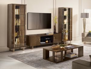 FIAMMA TV set composition, TV stand, with display cabinets