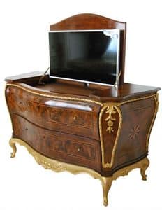 FURNITURE ART.CO 0002, Luxury burl inlaid dresser with tv container