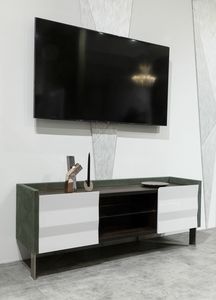 Futura TV stand, TV cabinet upholstered in leather