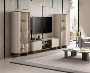 PERLA TV set composition, Composition with TV stand and showcases
