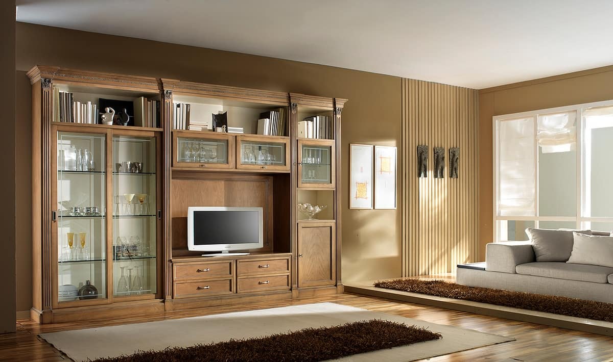 R 12, TV cabinet in cherry, with sliding doors