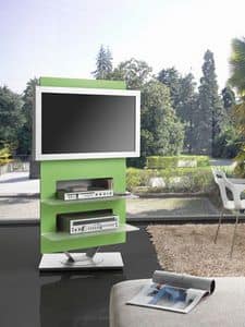 Rock, TV-stand made of steel, with swivel base