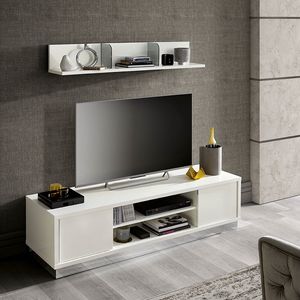 Roma Slim tv stand composition, White lacquered TV cabinet