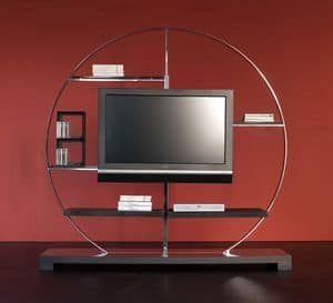 Tao TV holder, TV stand in steel and laminate, for luxury living rooms