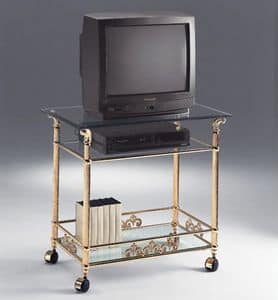VIVALDI 1078, Brass TV cabinet, with wheels, for stylish hotels