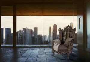 Casanova Nabuk leather, Style armchair suited for luxury hotels