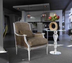 Art. PL 0530PEA, Classic lacquered armchair, with leather upholstery
