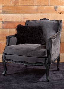 Bax leather, Bergere armchair with low backrest outlet in nubuck leather