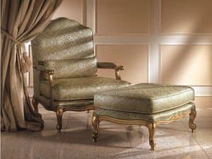 EDVIGE armchair 8536A, Overstuffed armchair, beech base, for luxurious residence